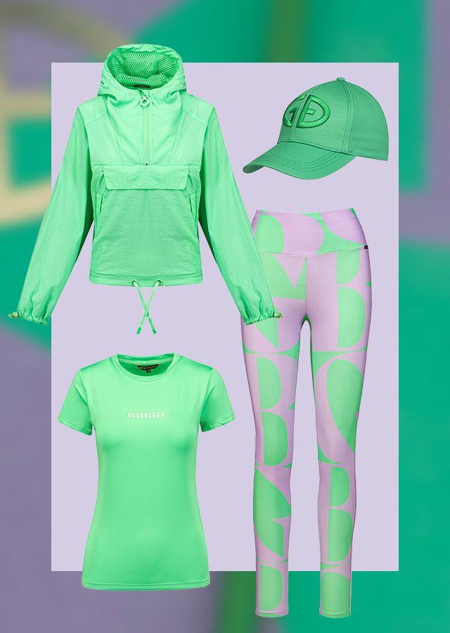 Fashionable women's tennis styling in a shade of green