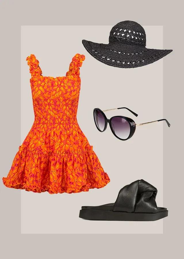 orange cotton summer dress