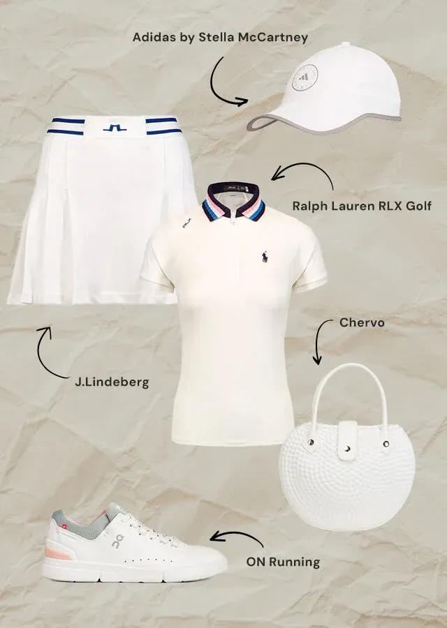 Look sportivo da donna con gonna a pieghe e polo