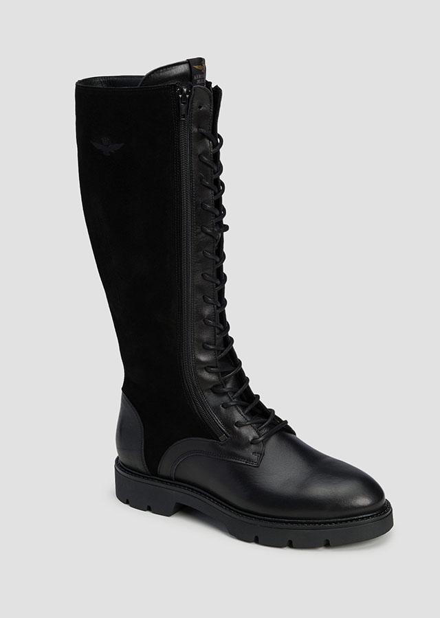 Black leather knee-high boots by Aeronautica Militare 