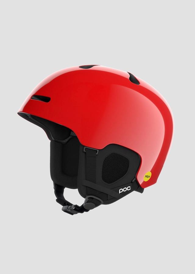 Czerwony kask narciarski dla dzieci 