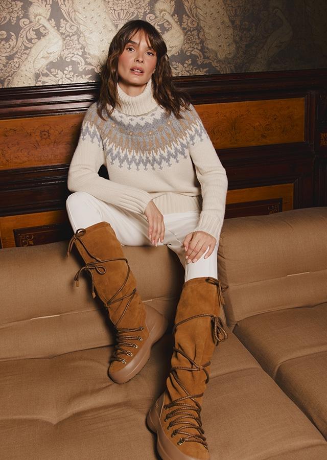 Kobieta w stylizacji w stylu skandynawskim  