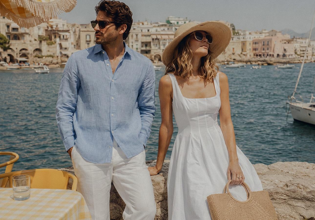 Femme et homme en tenues estivales
