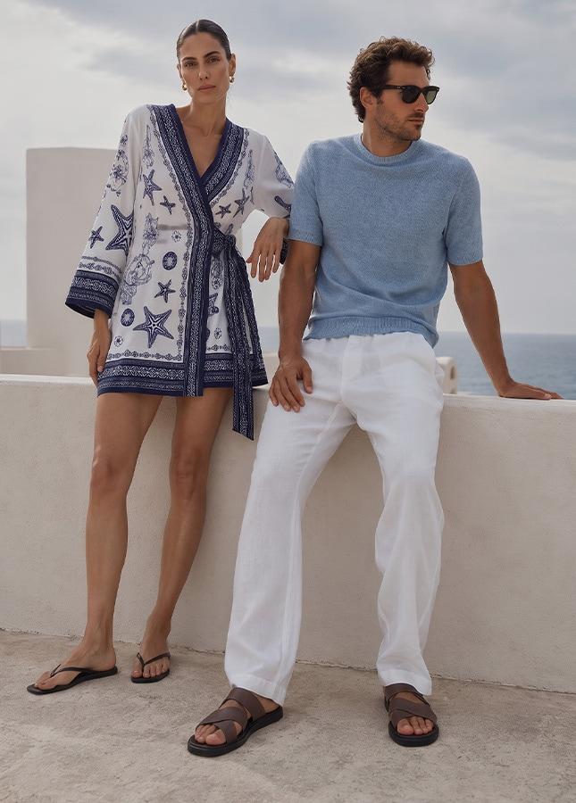 Femme et homme en tenues en lin